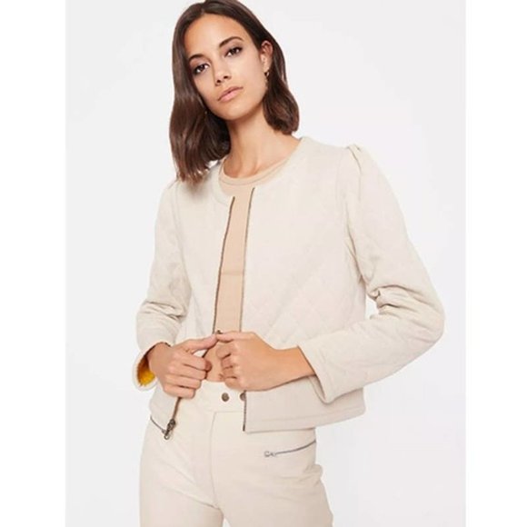 Rebecca Minkoff Shay Full Zip Jacket Women's Stone/Mustard Size: Large NWT - Picture 1 of 7
